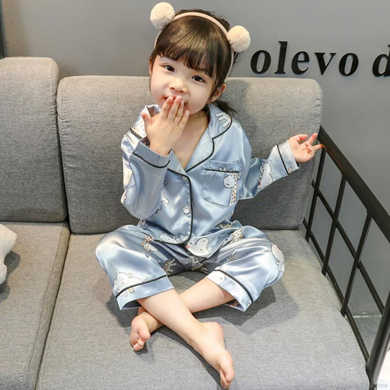 Bộ đồ ngủ pijama dài tay in họa tiết động vật dễ thương cho bé