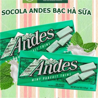 Combo 2 hộp kẹo socola Andes bạc hà và bạc hà sữa của Mỹ
