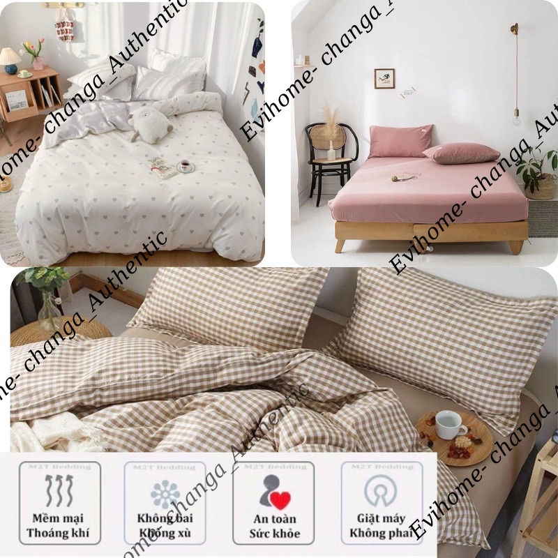 Bộ chăn ga gối Cotton Poly Hàn Quốc miễn phí bo chun ga giường bọc đệm