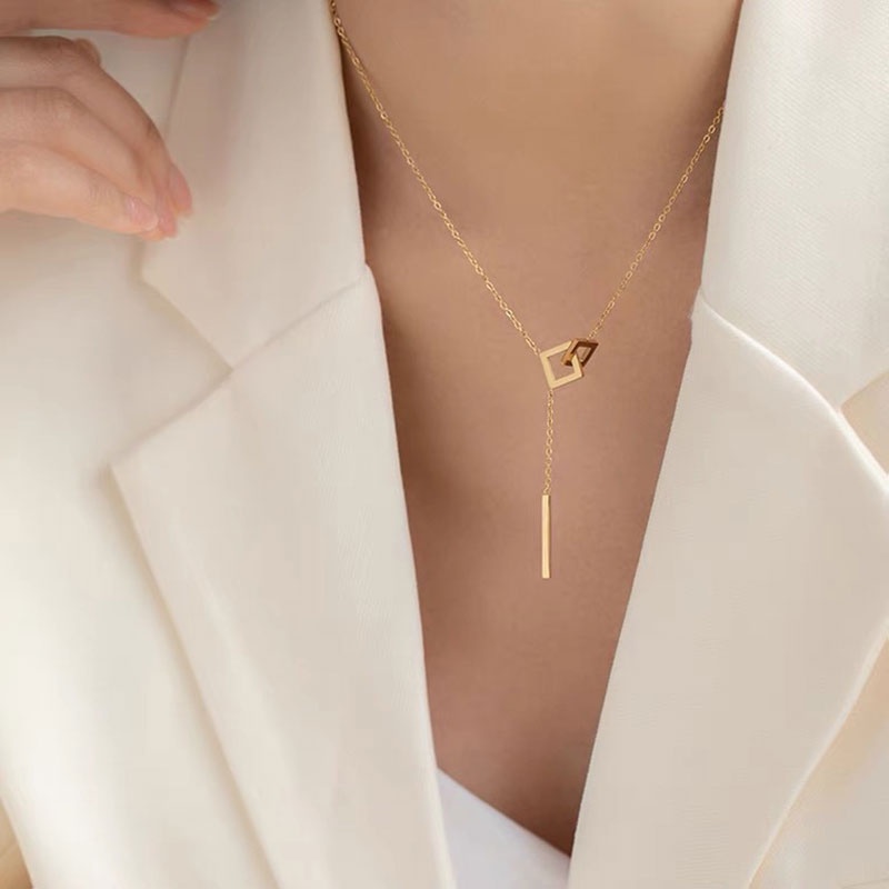 XiaoboACC Dây Chuyền Bằng Thép Titan Mạ Vàng 18K Thời Trang Phong Cách Hàn Quốc