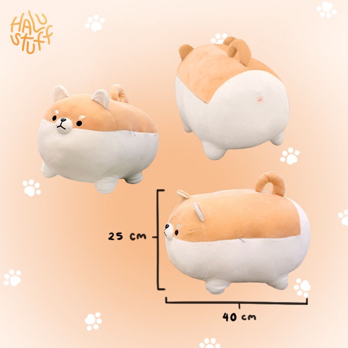 CÓ SẴNGấu Bông Chó Corgi Tròn Dễ Thương, Thú Nhồi Bông Shiba Inu Chó Nhật Cute Cao Cấp