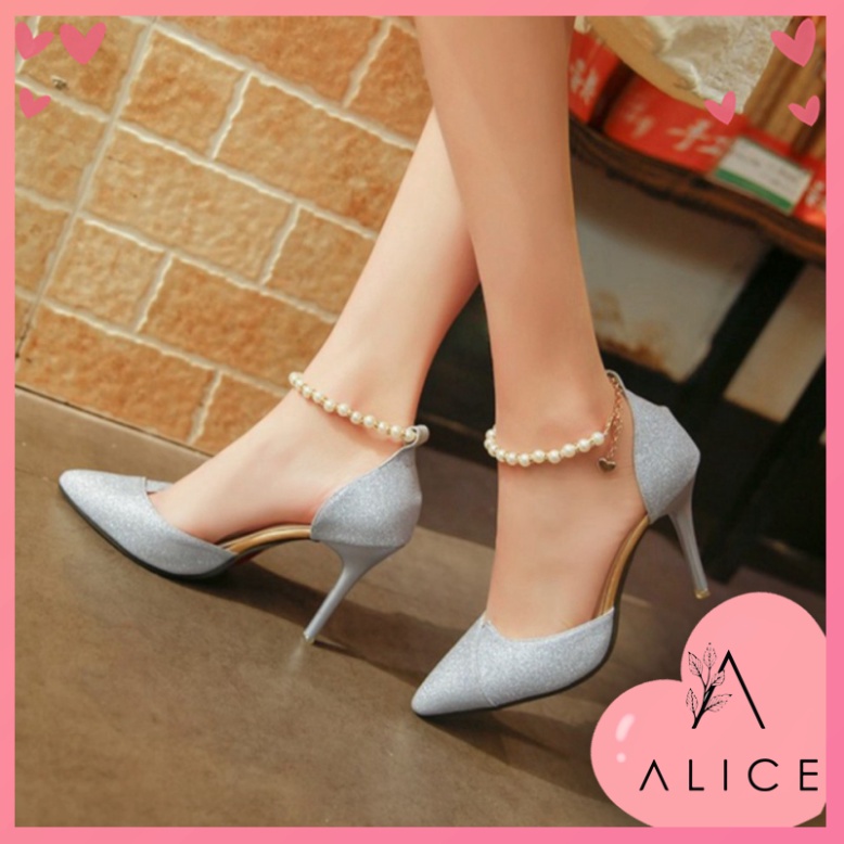 🔥BIGSIZE 39🔥✨hàng Quảng Châu✨ Giày cao gót nữ 9p - FreeShip cho Giày cao gót 9p gót nhọn quai hạt ngọc sang trọng, c