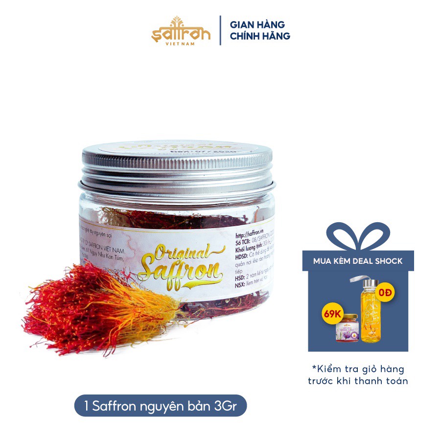 Saffron Jahan nhuỵ hoa nghệ tây thương hiệu Saffron Việt Nam hũ 3gram