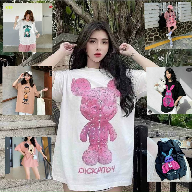 áo thun form rộng siêu đáng yêu, áo phông in hoạt hình