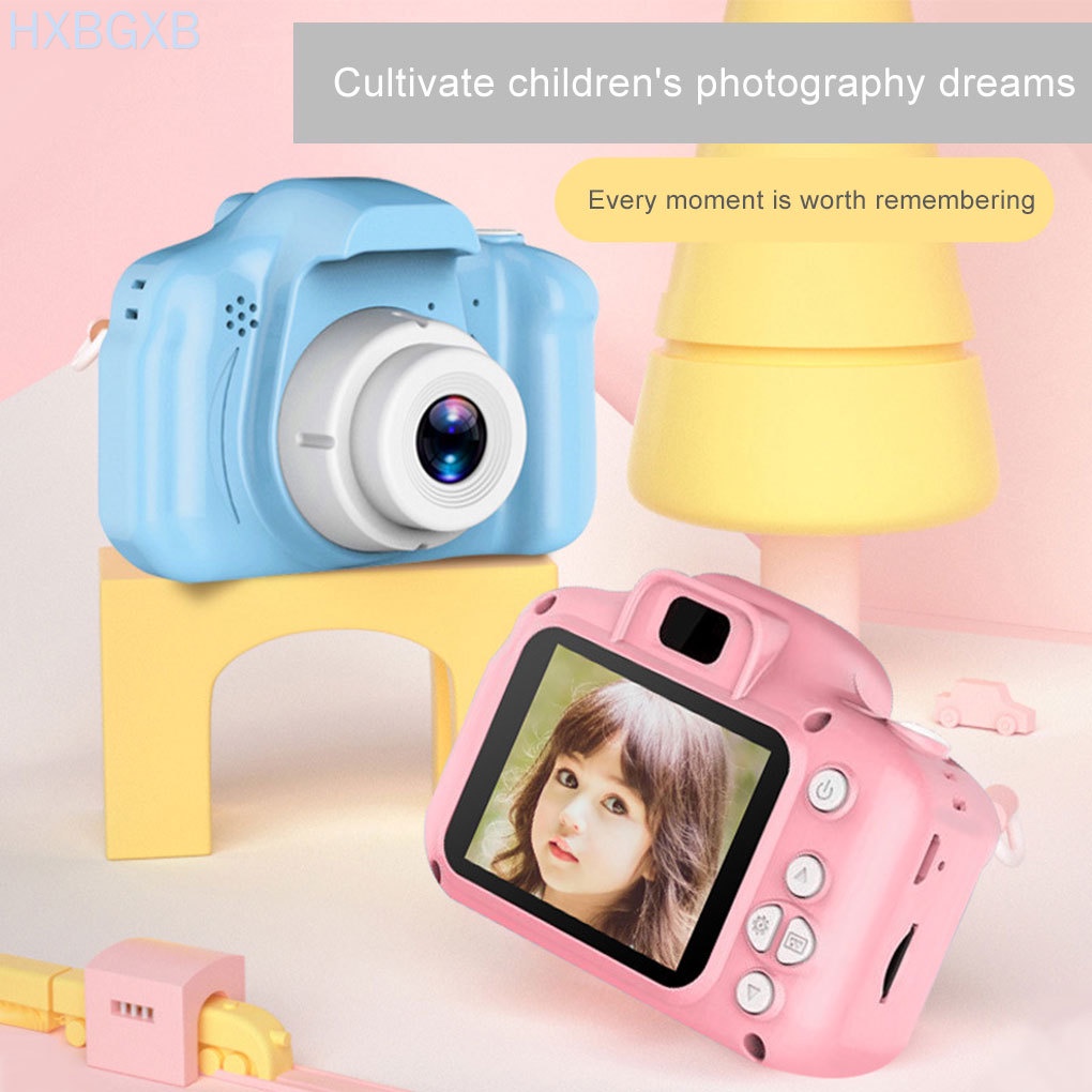 HXBG Digital Camera Kids 2-inch LCD Display Zoom Digital Camera Children Rechargeable Cartoon Recorder, Blue