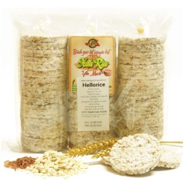 Bánh gạo lứt ăn kiêng, tập GYM, giảm cân Hellorice - gói lớn 3 cây, mỗi cây 17 lát bánh