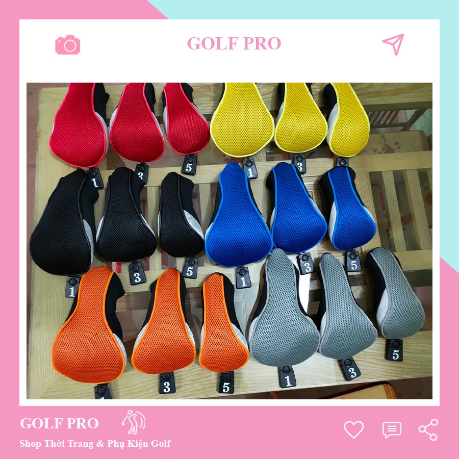 Bọc đầu gậy golf cover driver gậy sắt gậy gỗ giúp bảo vệ chống va đập trầy xước GOLF PRO BD001