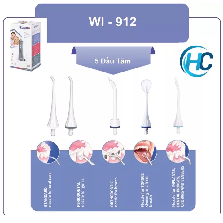 BWELL WI 912-Máy tăm nước vệ sinh răng cầm tay cao cấp B.Well WI-912