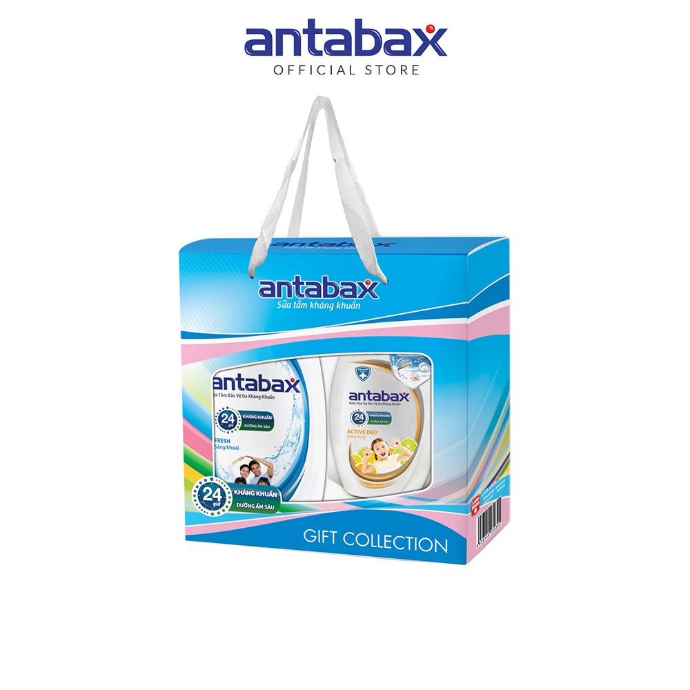 Hộp quà Sữa tắm Antabax Fresh 900ml + Sữa rửa tay Antabax Active Deo 250ml