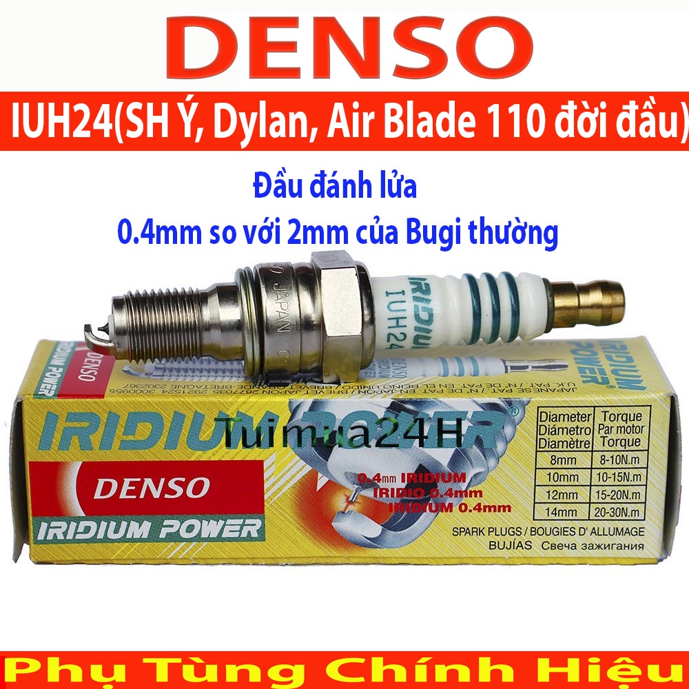 Bugi Denso IRIDIUM POWER IU27, IU24, IU22, IUF22 Chân Ngắn, IUH24 SH Ý