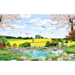 Tranh dán tường 3d phong cảnh thiên nhiên phòng khách KT 120x80cm
