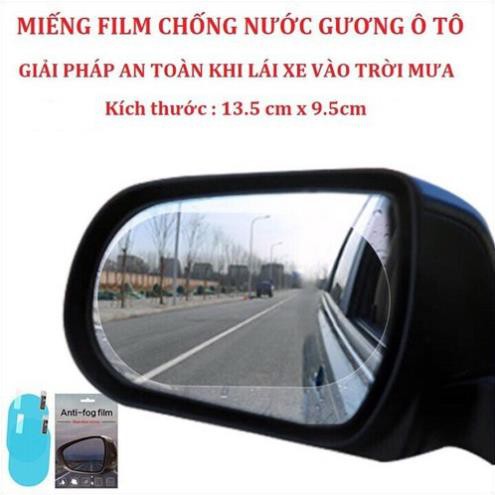 Cặp 2 miếng dán chống bám nước mưa trên kính hậu xe ô tô - hình bầu dục Smart Auto Hà Nội