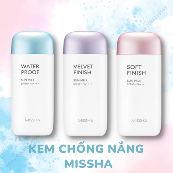 Kem chống nắng MISSHA Sun Milk SPF50+ PA+++ Soft Finish - Velvet Finish - Water Proof