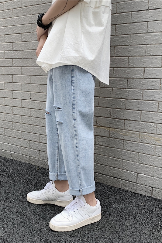 Summer Port WindBreaker Sion jeans ins super-fire loose straight tide brand Japanese line drop feeling wide-legged dad pants 1.