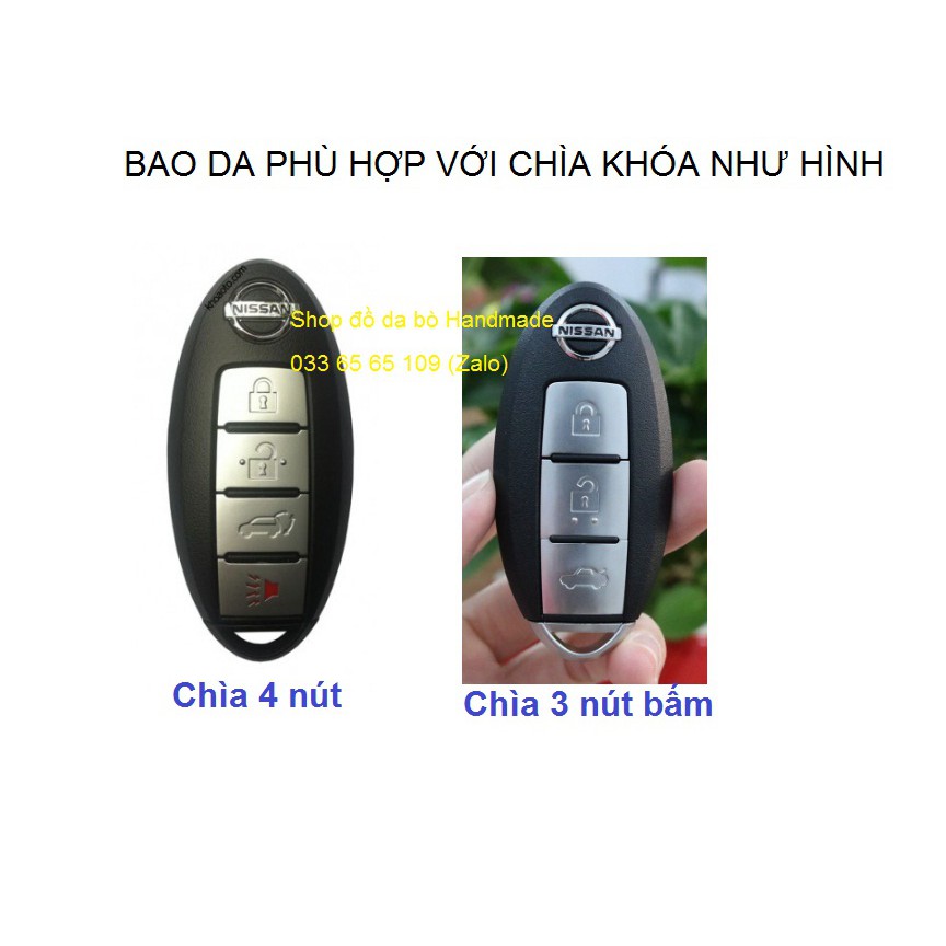 [Da bò thật] Bao da chìa khóa xe Nissan navara, nissan sunny, terra, xtrail,... kèm tặng móc khóa, bảo hành 12 tháng