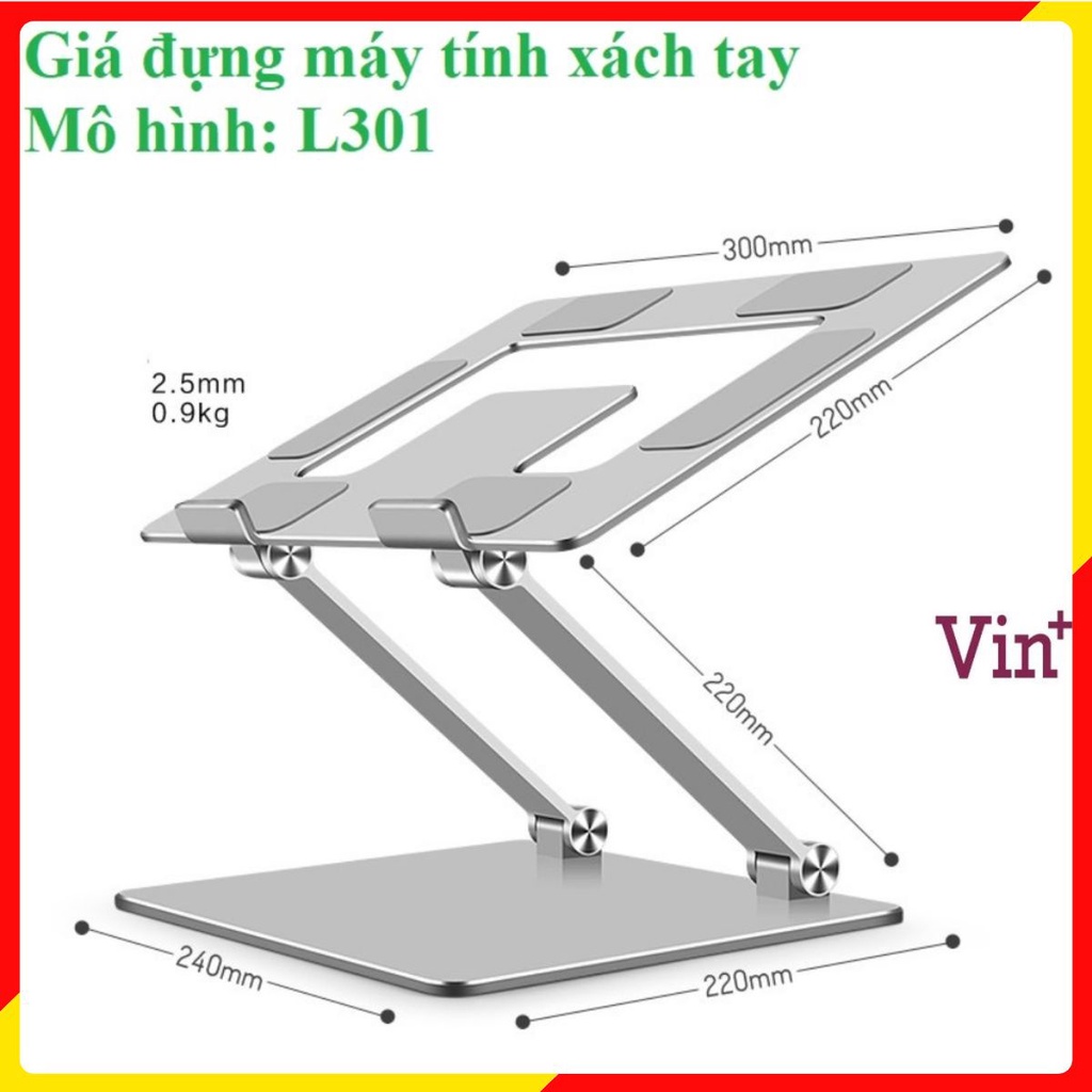 Giá đỡ Macbook Laptop L301 thiết kế một chân độc đáo bằng nhôm nguyên khối, điều chỉnh độ cao, gấp gọn cao cấp.