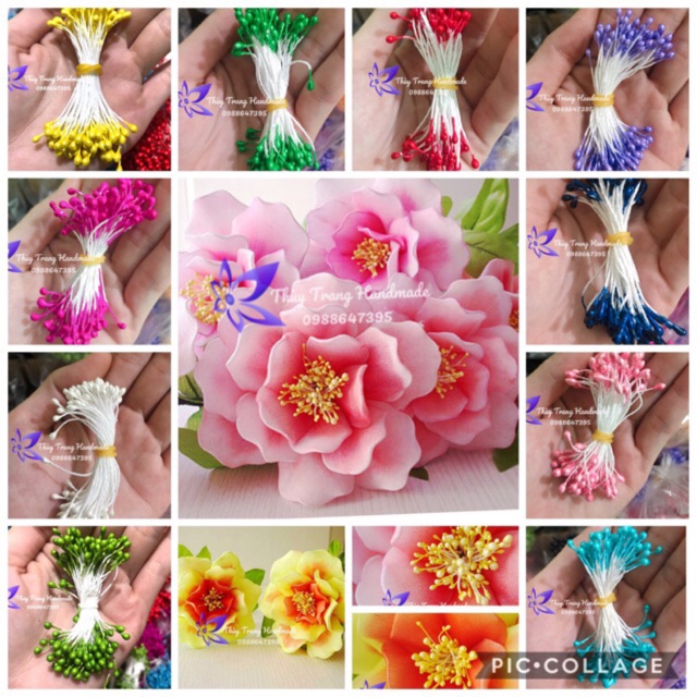 1 bó Nhị, nhụy giọt nước làm hoa voan, hoa giấy, đồ handmade