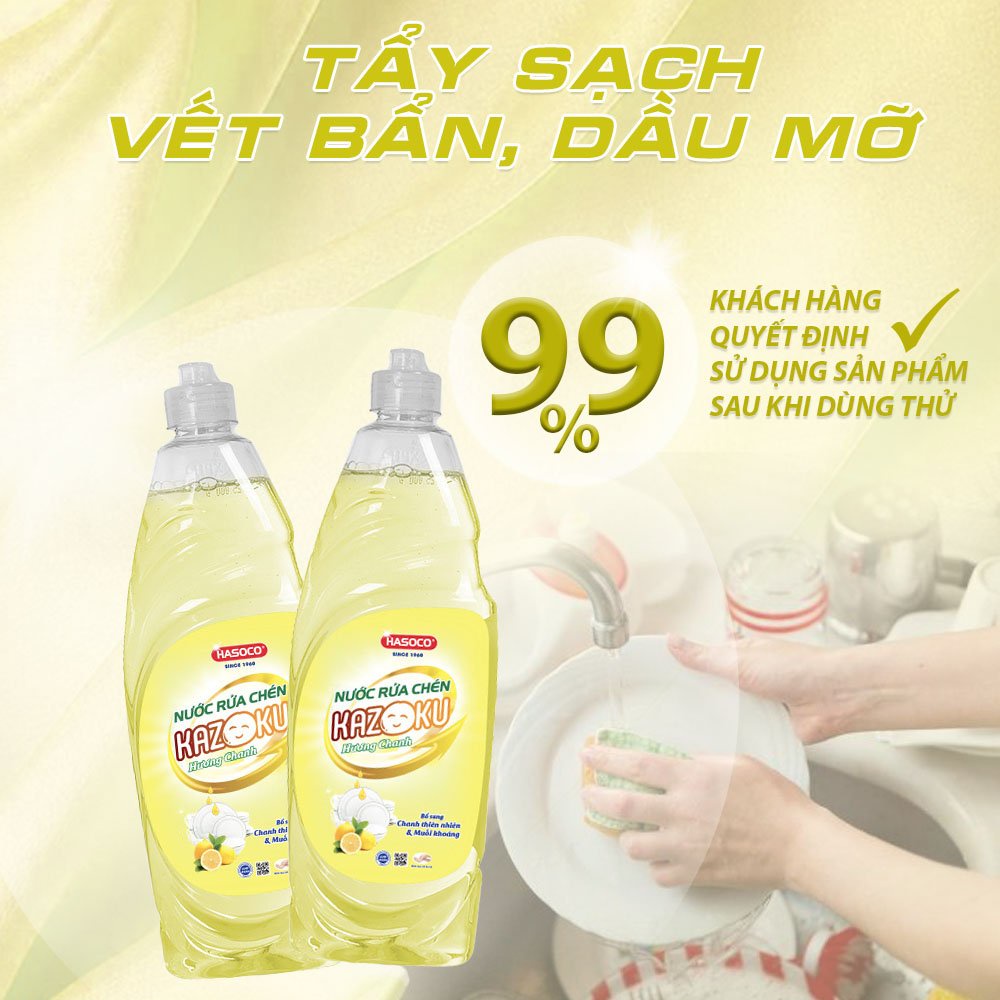 Nước Rửa Chén Bát Kazoku Hương Chanh Chai 750g