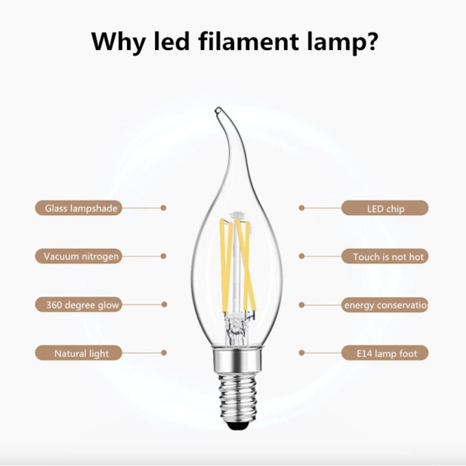 Bóng đèn Edison C35L ánh sáng vàng