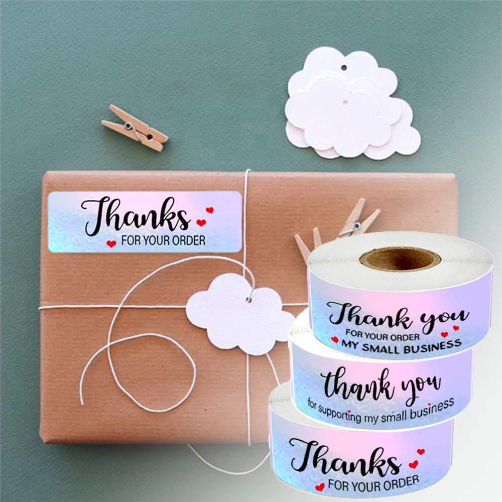 Cuộn 120 Miếng Dán In Chữ Thank You 1x3inch Trang Trí Hộp Quà