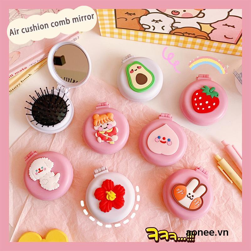 ✨✨Lược Kèm Gương GỠ RỐI TÓC Đệm Khí Hoạ Tiết Dễ Thương