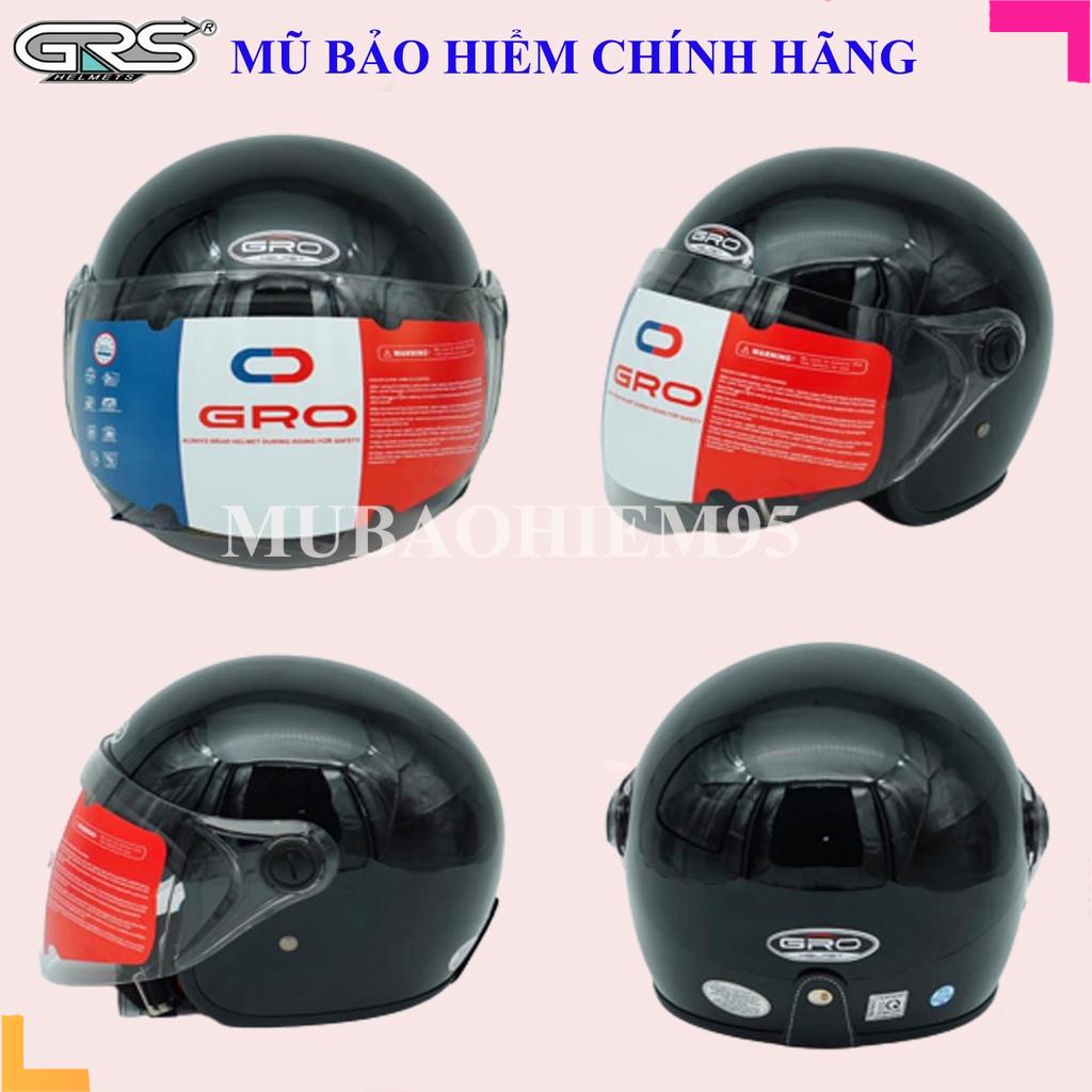 Mũ Bảo Hiểm 3 4 Đầu GRO  Có Kính, Nón Bảo Hiểm Nam, Nữ, Kính Khói Chống Lóa Tia Uv ĐI Đêm Được