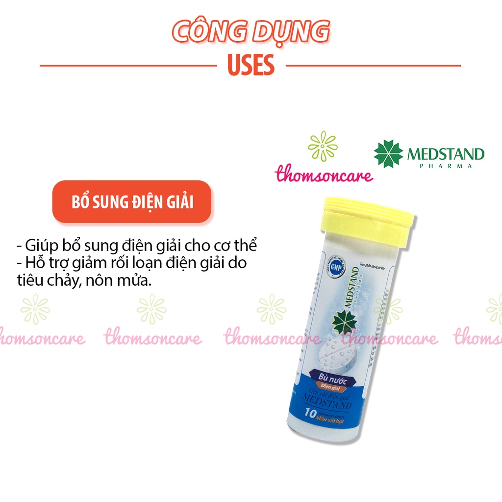 Viên sủi bù nước và chất điện giải Oresol Medstand - dùng sau khi chơi thể thao, bị sốt, mất nước - Tuýp 10 viên