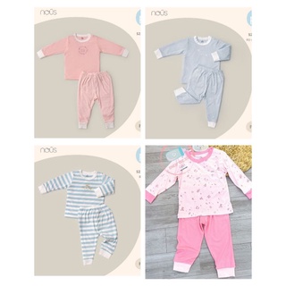 Bộ Quần Áo Dài Tay Nous Cài Vai Dài Chất Vải Petit Mềm Mại Cho Bé Từ 12-24m