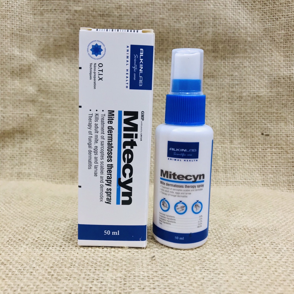 Alkin Mitecyn - Alkin Fungikur 50ml - Ngừa Viêm Da, Ghẻ, Nấm Vảy Gầu Trên Cơ Thể Chó Mèo