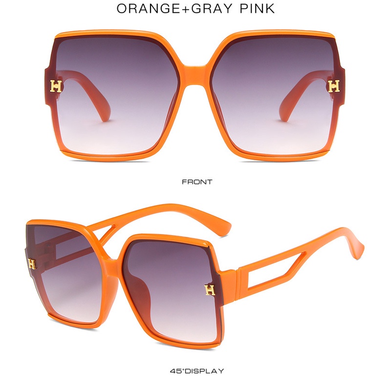 Kính râm thời trang màu cam cho phụ nữ Xu hướng cổ điển kính râm hình vuông rỗng UV400