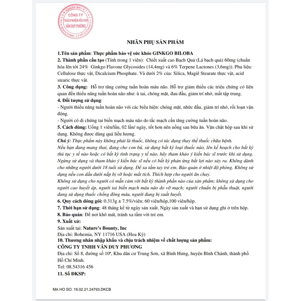 Thực Phẩm Chức Năng Giúp Tăng Cường Tuần Hoàn Não Nature's Bounty Ginkgo Biloba (60mg) hộp 60 viên - 0304530 | BigBuy360 - bigbuy360.vn