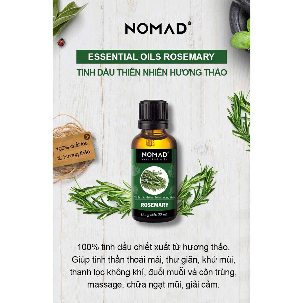 Tinh Dầu Thiên Nhiên Nguyên Chất 100% Hương Thảo Nomad Essential Oils Rosemary