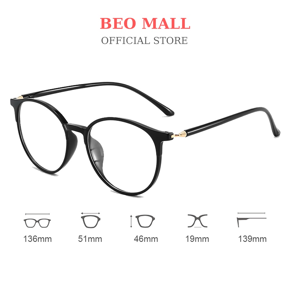 Gọng kính cận nam nữ mắt tròn BEOMALL chất liệu nhựa dẻo thiết kế đẹp thời trang 513