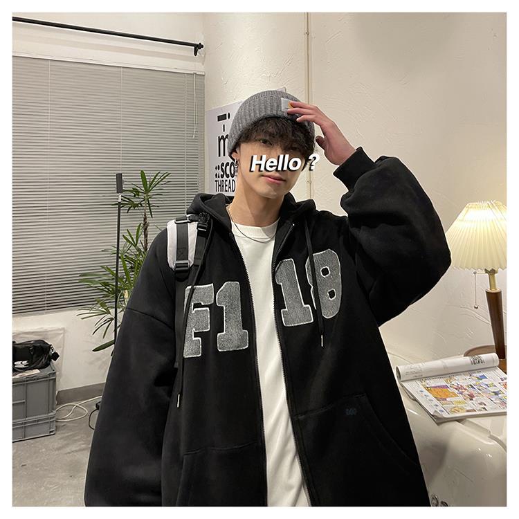 Áo nỉ HOODIES ZIP nam nữ màu đen dáng rộng dành cho mùa thu đông