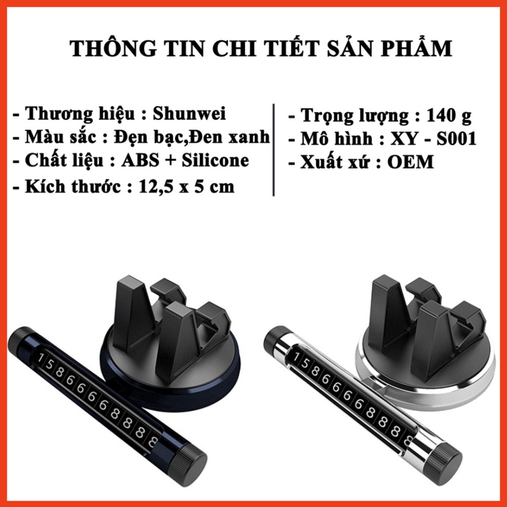 Bảng ghi số điện thoạị trên ô tô kiêm giá đỡ điện thoại trên ô tô 2 in 1 xoay 360 độ chữ số phát sáng trong đêm nhựa abs