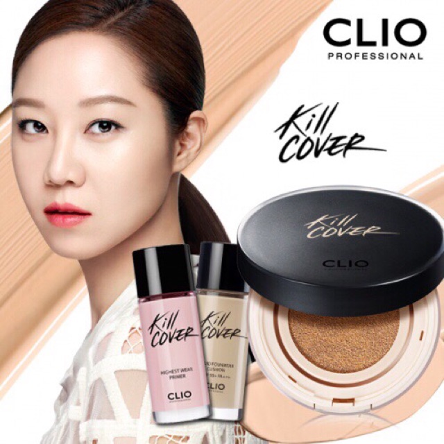 Set Kem nền Clio Kill Cover Liquid Founwear Cushion + Kem lót Highest Wear Primer