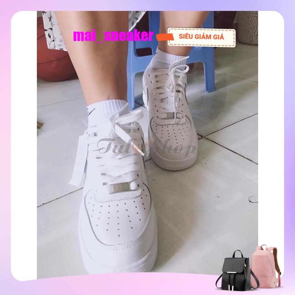 Giày AF1 full trắng đề dày cho nam và nữ thiết kế đơn giản tiện lợi [ full bill + box ]