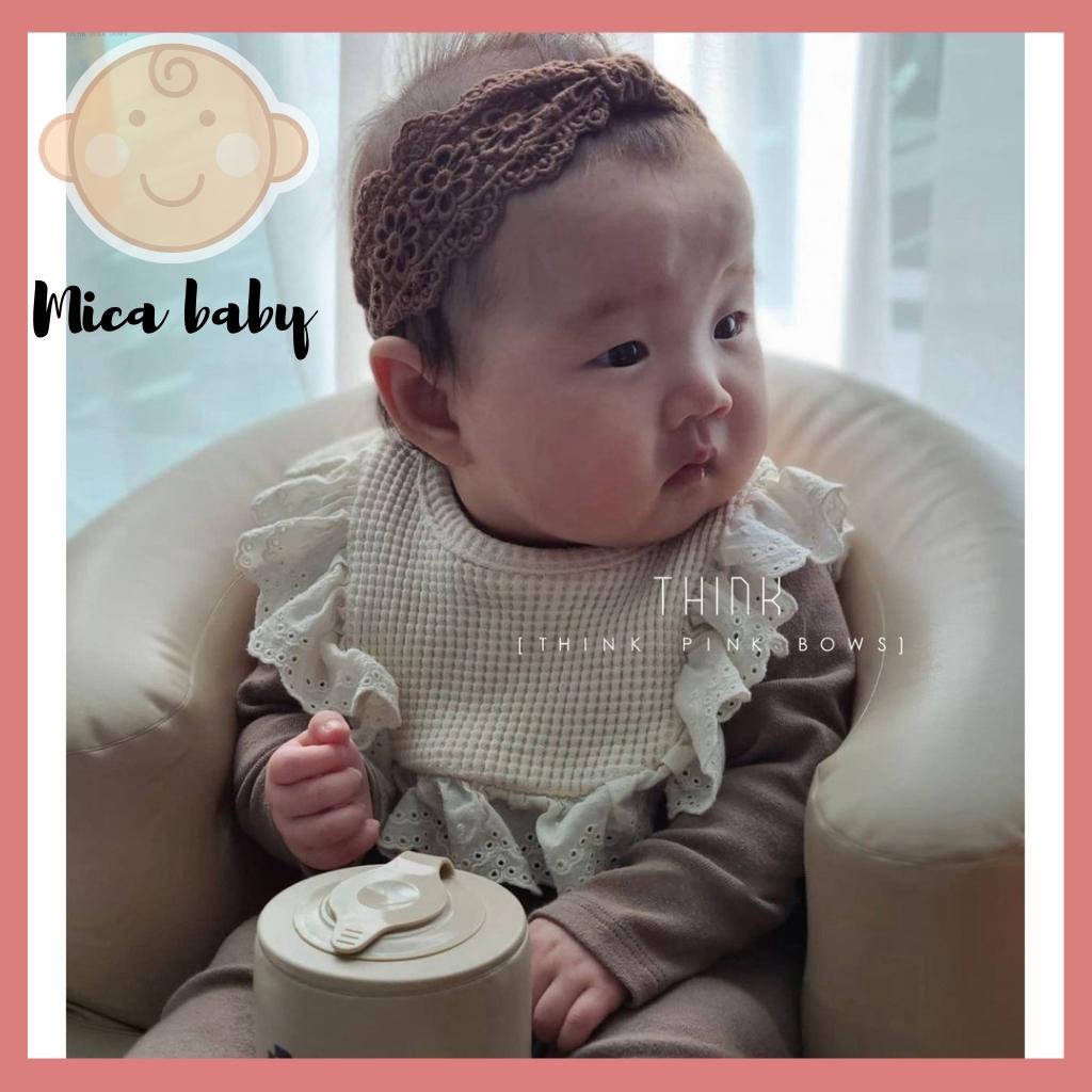 Yếm vuông viền bèo cột dây đáng yêu cho bé Mica baby YC03