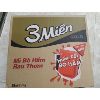 Mì tôm 3 miền (mi bò hầm rau thơm) 30 gói x 75 gam