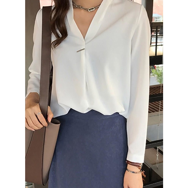 Áo sơ mi Zanzea tay dài cổ chữ v thời trang thanh lịch cho nữ