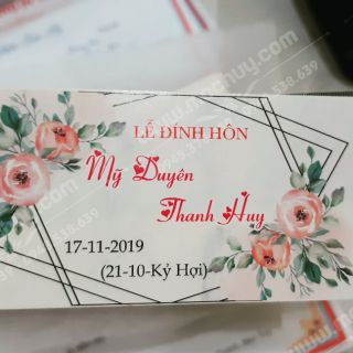 SET 50 Tem dán chai nước suối dùng cho lễ cưới, hỏi (inbox shop để chọn mẫu tem)