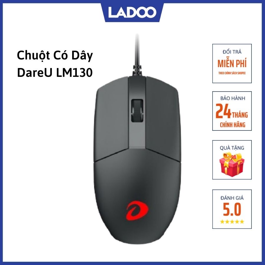 Chuột máy tính có dây DAREU LM130 (MULTI-LED, USB) - Bảo hành 24 tháng chính hãng