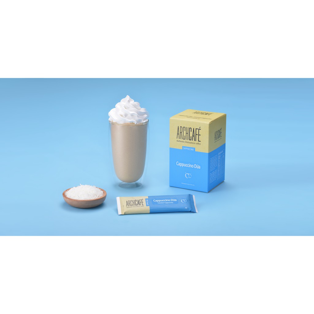 CÀ PHÊ CAPPUCHINO Dừa/ Sầu riêng/ sữa đặc ARCHCAFE 18 ~ 20G x 12gói