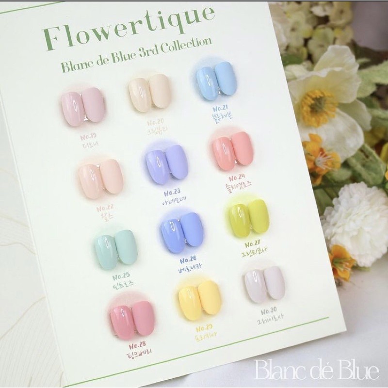 ♻️FREESHIP - CHÍNH HÃNG ♻️Bộ sản phẩm sơn gel cao cấp Hàn Quốc Blanc dé blue collection Flowertique ( 12 chai)
