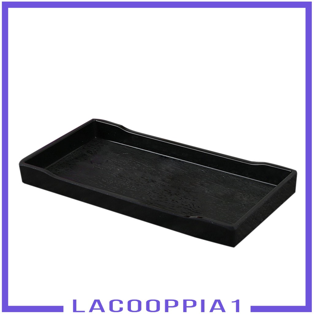 [LACOOPPIA1] Serving Fruit Bread Plate Wooden Breakfast Dishes Tea Bed Tray Black Platter