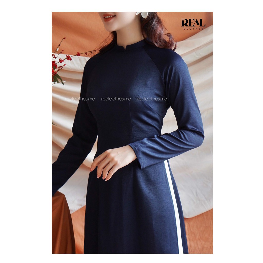 Áo dài Trà My xanh đen_REAL