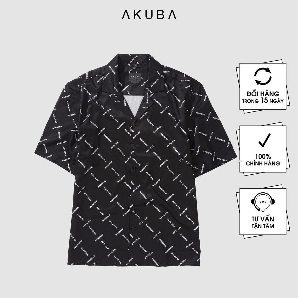 Áo sơ mi nam tay ngắn trơn AKUBA form slimfit, chất liệu cotton, vải mịn, cứng form | 02B469