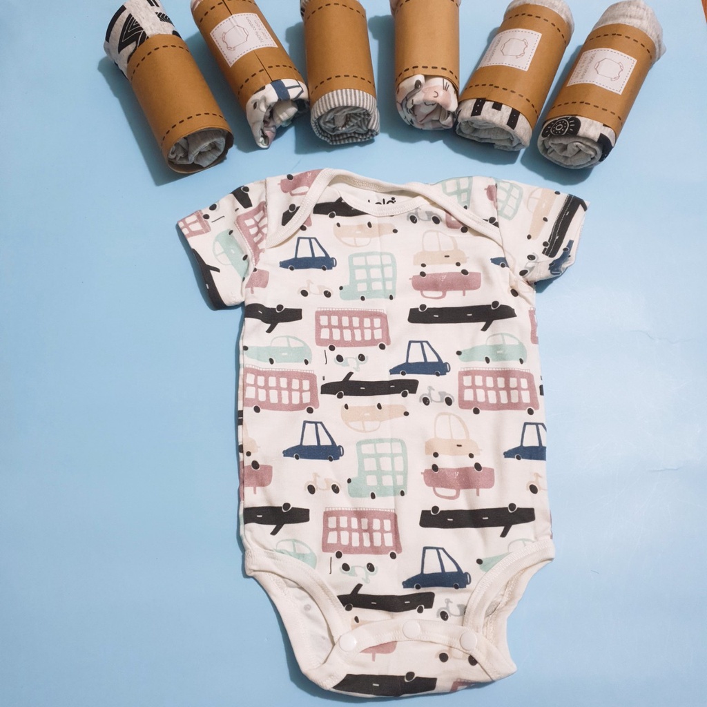 [CHỌN MẪU] Bộ chip liền thân cộc tay cho bé, hàng lẻ size hãng La La 100% cotton mềm mát size 0-3m, 3-6m