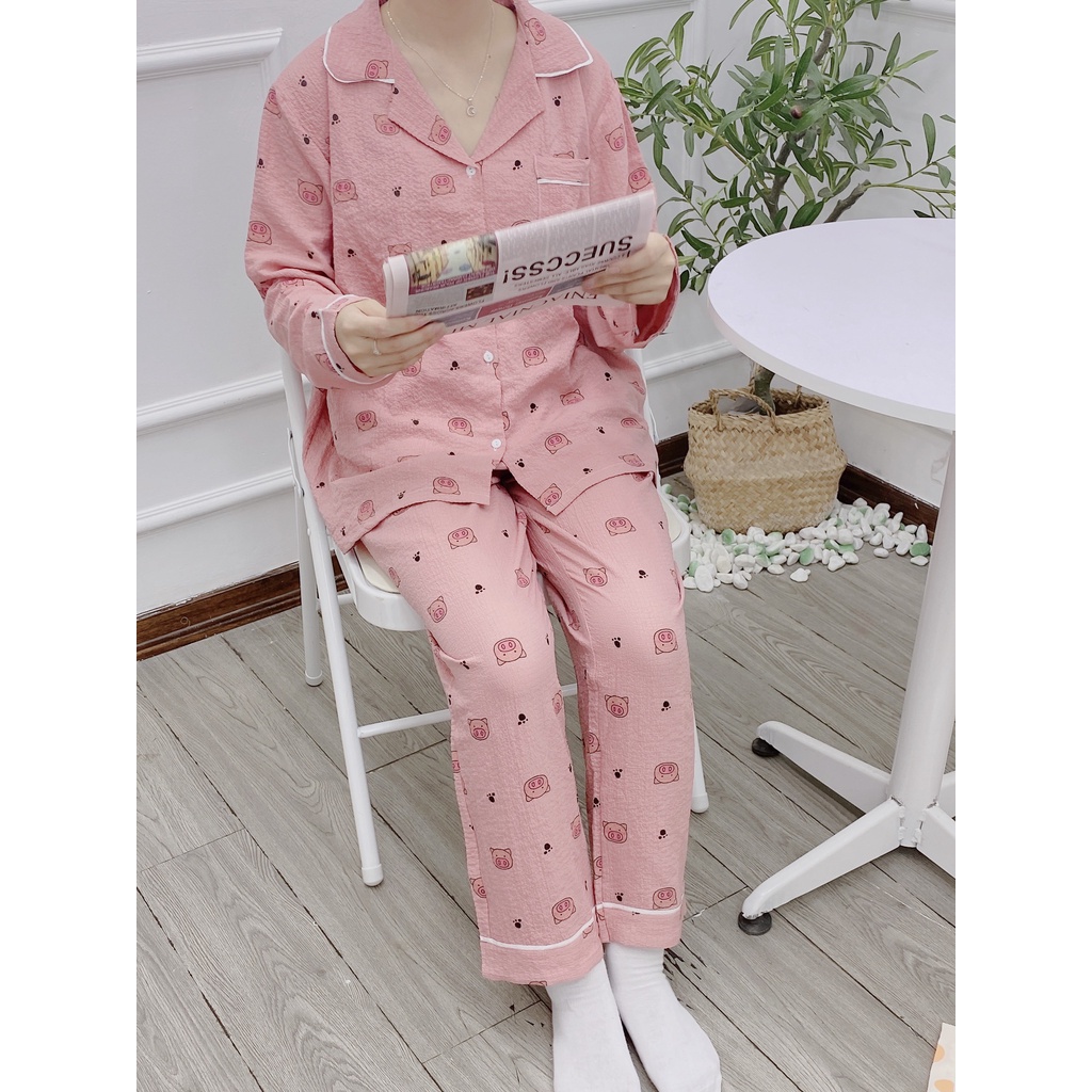 ẢNH THẬT Bộ pijama mặc nhà dài tay bộ ngủ dễ thương chất xốp màu sắc rõ ...