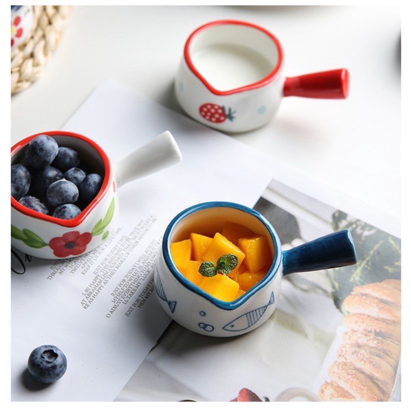 Bát gáo đáy bằng họa tiết bằng sứ 50ml